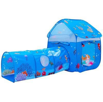 China Navy Blue Easy Foldable Kids Tent Automatic Playhouse With Children Play Tunnel Toy Crawling Tube For Indoor&Outdoor Fun for sale