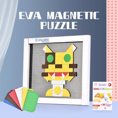 China DIY Plastic Assembly Magnetic Games EVA Magnetic Games Tangram Animal Smart Puzzle For Kids for sale