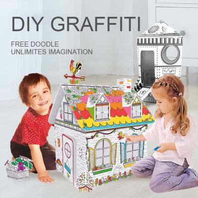 China 2020 New Graffiti Toys Paper Children Coloring House Cardboard Painting DIY Drawing Toy for sale