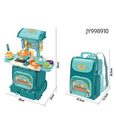 China Amazon Hot Sale Plastic Kids Play Kitchen Toy, Pretend Play Room Kitchen Toy Backpack 2 in 1 Set Funny Makeup Toy for sale