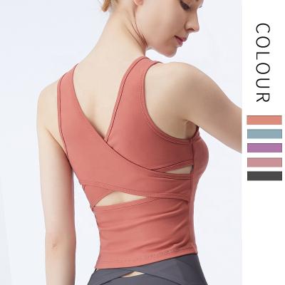 China B15166A Breathable Women Sports Bras Workout Tops For Women Wireless Padded Yoga Crop Tops Running Bras for sale