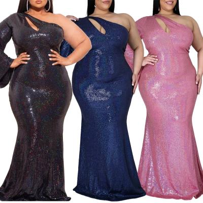 China Fashion Plus Size Party Dress Breathable Long Dress Women Fat Sequin Elegant Dress for sale