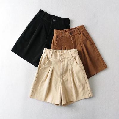 China High Waist Corduroy Shorts Women Autumn Breathable Winter Lady Casual Shorts for sale