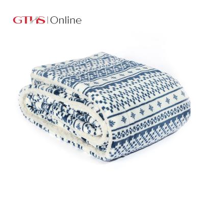 China PORTABLE SALE Large Double Sided Printed Flannel Lamb Blanket For Nap for sale