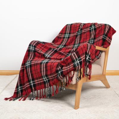 China Chenille Knitted Fringe Throw Blanket Folded Fluffy Printed Light Weight Soft Cozy For Bed Sofa Chair Throw Blankets for sale