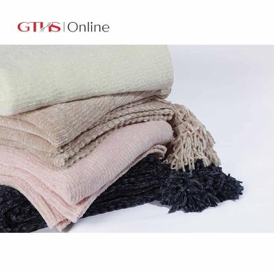 China Portable Latest Design Modern Chunky Chenille Multifunctional Thick Woven Blanket For Photography for sale