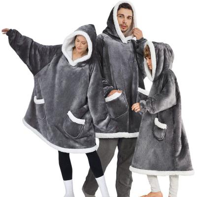 China PORTABLE Comfortable Wearable Blanket Polyester Sherpa Blanket Sleeves Super Soft Warm Hoodie Blanket for sale