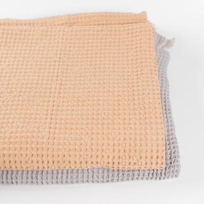 China New Products PORTABLE Soft Warm Premium Cotton Good Weight Breathable Organic Waffle Cotton Knit Blanket for sale