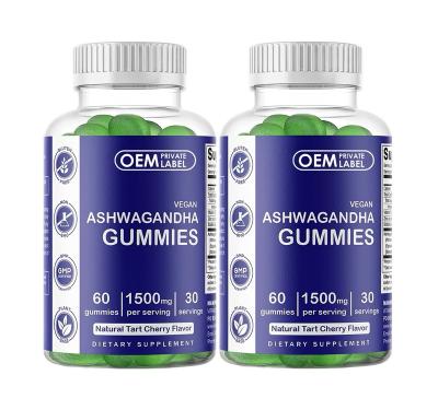 China Natural Private Label Ashwagandha Gummies With Gaba 5HTP L-Theanine Taurine Magnesium Gummy Candy Sweet Fruity Flavor Bottle Packaging for sale