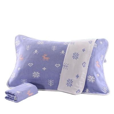 China Child Safe Pillow Cases Rest Gauze Cotton Fabric Single Layer Towel Pillow Covers Home Use for sale