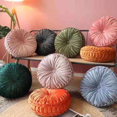 China Anti-static Nordic Round Cushion Pumpkin Velvet Pillow Cushion Handmade Office Waist Cushion for sale