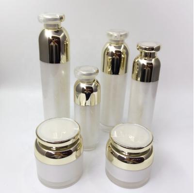 China The airless bottle 30ML 50ML 100ML Pearl White shinny silver acrylic luxury lotion pump airless bottle for sale