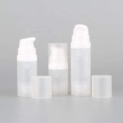 China Airless Bottle Hot Sale In 10ml Stock Round Frosted Airless Lotion Bottle PP Airless Bottle for sale