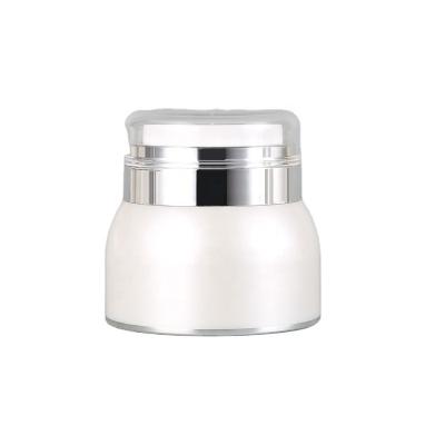 China Pearl White Airless Cosmetic Packaging Bottle 30ml 50ml 30g 50g Acrylic Airless Cream Jar for sale