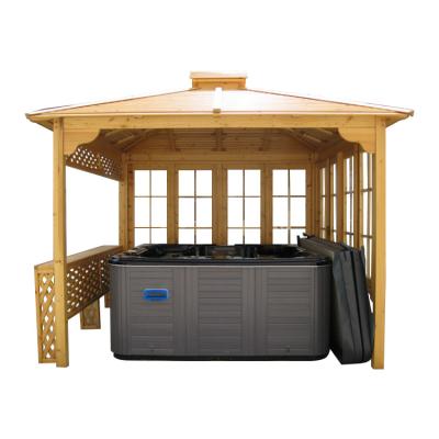 China Hot Sale Wooden European Design Outdoor Hot Tub Gazebo With Cedar Material Gazebo For Hot Tub for sale