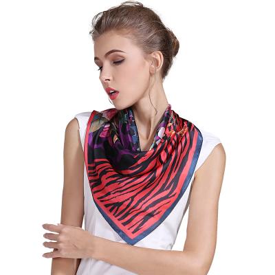 China Custom Printed Silk Hair Scarf Square 100 Satin Square Hair Tie for sale