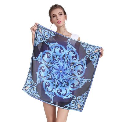 China Square Custom Design Made 100 Silk Satin Square Scarf For Hair for sale