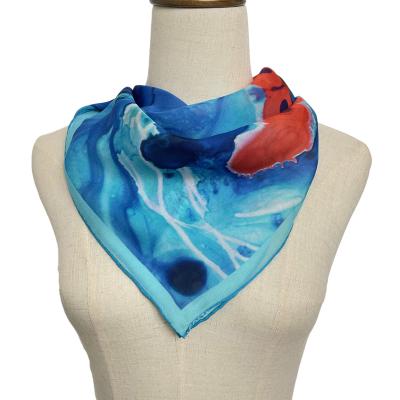 China Customized Square Made Luxury Pure Natural Chiffon 100 Square Bandana Silk Scarf for sale