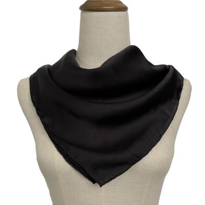 China Square Black Bandana 100 Silk Satin Square Shawl 90x90 Satin Scarf for sale