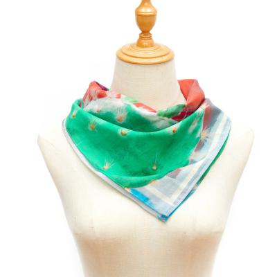 China Digital Square Custom Design Printed Square Cotton Silk Voile Handkerchief Scarf Women for sale