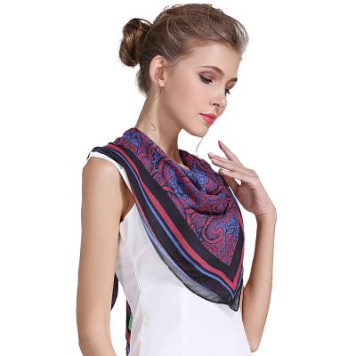 China Wholesale Custom Digital Printed Modal Silk Square Head Scarf for sale