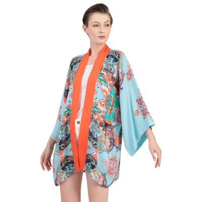 China QUICK DRY custom photo designs made chiffon fringe cardigan kimono jacket for sale