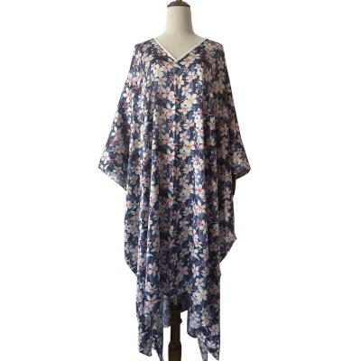 China Anti-Static Silk Satin Printed Ladies Kaftan Beach Dress Maxi Dress for sale