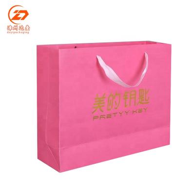 China Recyclable Custom Laminated Pink Paper Bag With Logo For T-Shirt for sale