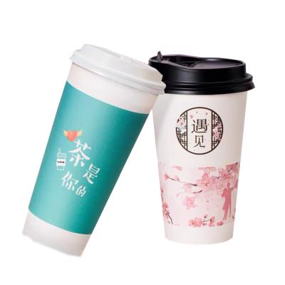 China Recycled Materials Logo Printed Disposable Color Paper Custom Mug With Lid for sale