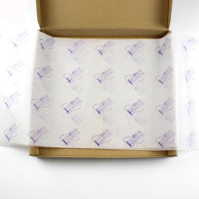 China 17G Garment Anti-Curl Clear Paper Wrapping Printed Customized Tissue Paper With Company Logo for sale