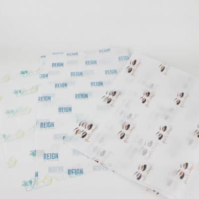 China Wholesale White Anticurl Printed Wrapping 17G Silk Tissue Paper Sheets With Custom Logo for sale