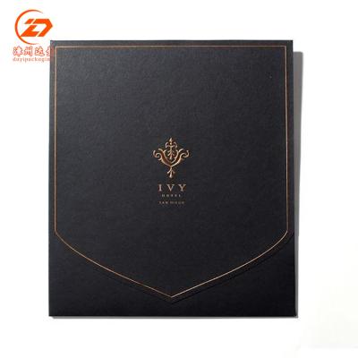 China Gift Envelope Black Gift Voucher Envelope with Gold Stamp Logo, Custom Gift Voucher Envelope Letter with Logo for sale