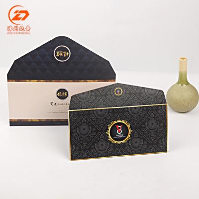 China Gift Envelope Specialized Customized Envelopes 285gsm Black Paper, Making Business Envelope Waterproof And Golden Logo for sale