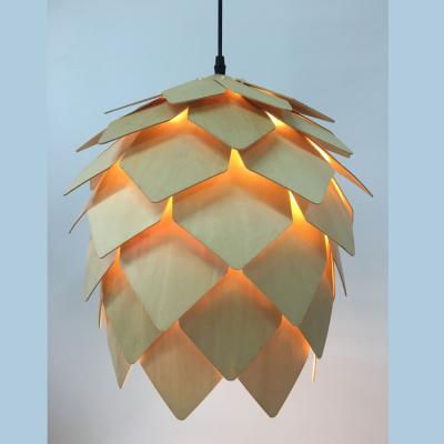 China European Modern Wooden Music Bar Cafe Chandelier Lamp Pine Cone Decorative Pendants for sale