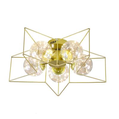 China Modern High Quality Gold Square Decorative Residential Cafe Led Ceiling Light for sale