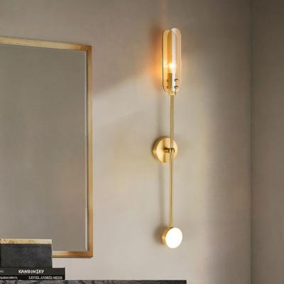 China Post-modern antique brass wall lamps for bedroom in front of the mirror sconce glass wall sconce milky white for sale