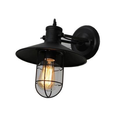 China Retro Industrial Beautiful Iron Black Metal Chandelier Thick And Firm Black Wrought Glass Lamp And Smooth Retro Wall for sale