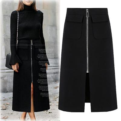 China 2020 Hot Sale Women's Anti-Static Anti-Static Skirt Fashion Solid Pocket Maxi Casual Mid-Calf Skirt Women Plus Mid Waist Skirt for sale