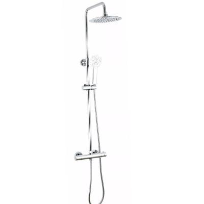 China With Sliding Bar High Pressure Bathroom Shower Set Multifunctional Wall Mounted Shower Set Brass Thermostatic Rain Shower Faucet for sale