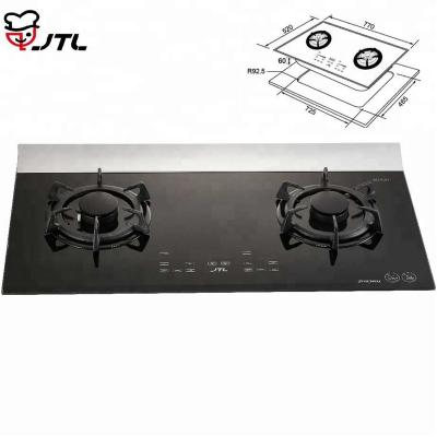 China Household Hob 2 Hood Connect Burner Gas Cooker Glass Stove Cooktop for sale