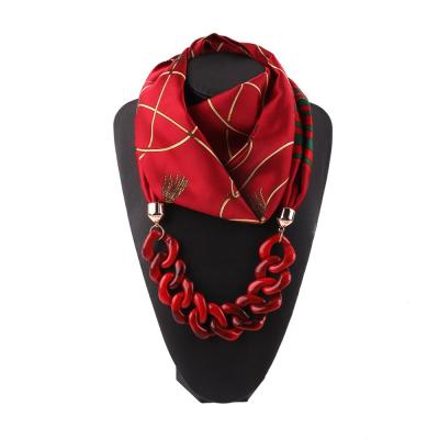 China European and American satin jewelry chain decorated ethnic style ladies necklace women jewelry scarf with pendant for sale