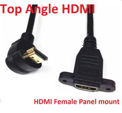 China Multimedia 90 Degree Right Angle HDM Male To HDM Female Extension Cable HDTV Screw Hole Panel Mount Cable for sale