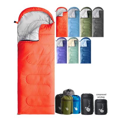 China 3 season bunting with S liner single hooded sleeping bag solid rectangle shape used for single tent envelope cheap style single camping sleeping bag for sale