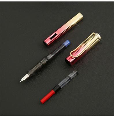 China Student Promotional Stylish Plastic Fountain Pen Printed Logo With Ink Bag for sale