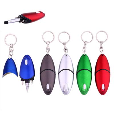 China Multifunction Pen Light Tool Touch Tip Promotional Cute Mini Led Ball Pen With Screwdriver And Key Chain for sale