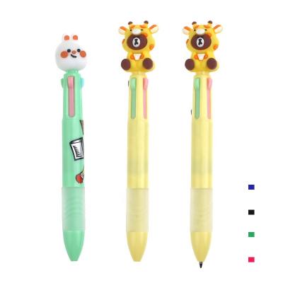 China Custom cute promotional pen kawaii cartoon 4 colors pen in multicolor mini tip pen ballpoint pen for student for sale