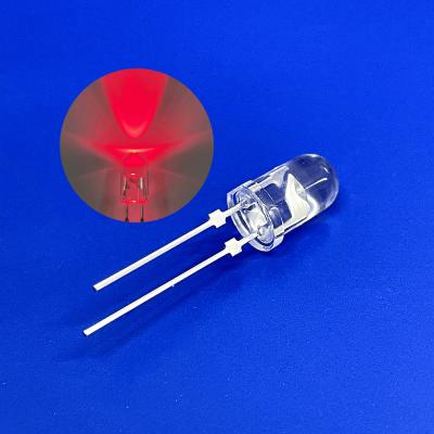 China Traffic Warning Light LED Diode 5mm 45deg 625nm Red Color 12000mcd Short Pin With Stopper for sale