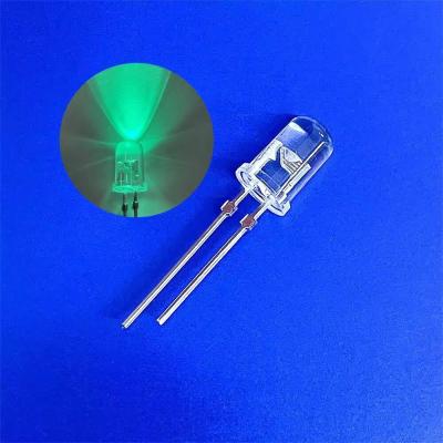 China Green Color 5mm LED Diode 45deg 500nm Clear Round Head With Stopper For LED Turn Signal for sale