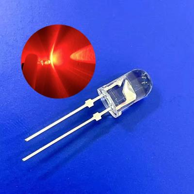 China Luz de aviso de trânsito LED Diodo 5mm Cabeça redonda 620nm 12000mcd Pins curtos com rolha à venda