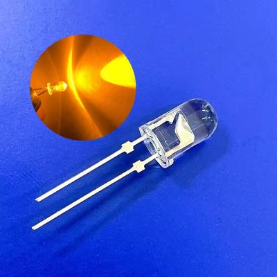 China 5mm Traffic Yellow Color 595nm 12000mcd Gold Wire Round Head Pin With Stopper for sale